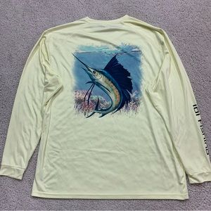 Mens IDI PERFORMANCE FISHING Yellow UPF 50+ Sun Block SAILFISH Angler's SHIRT XL